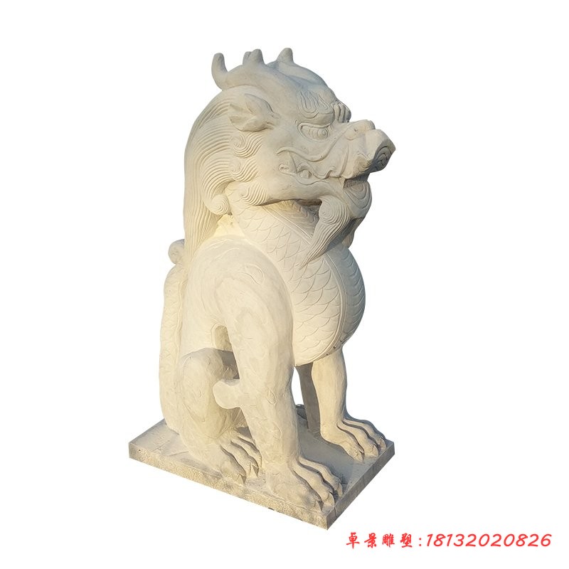 汉白玉狴犴雕塑 龙生九子石雕 