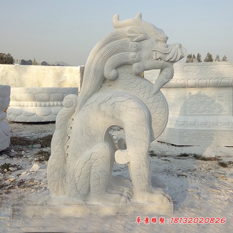 汉白玉狴犴雕塑 龙生九子石雕