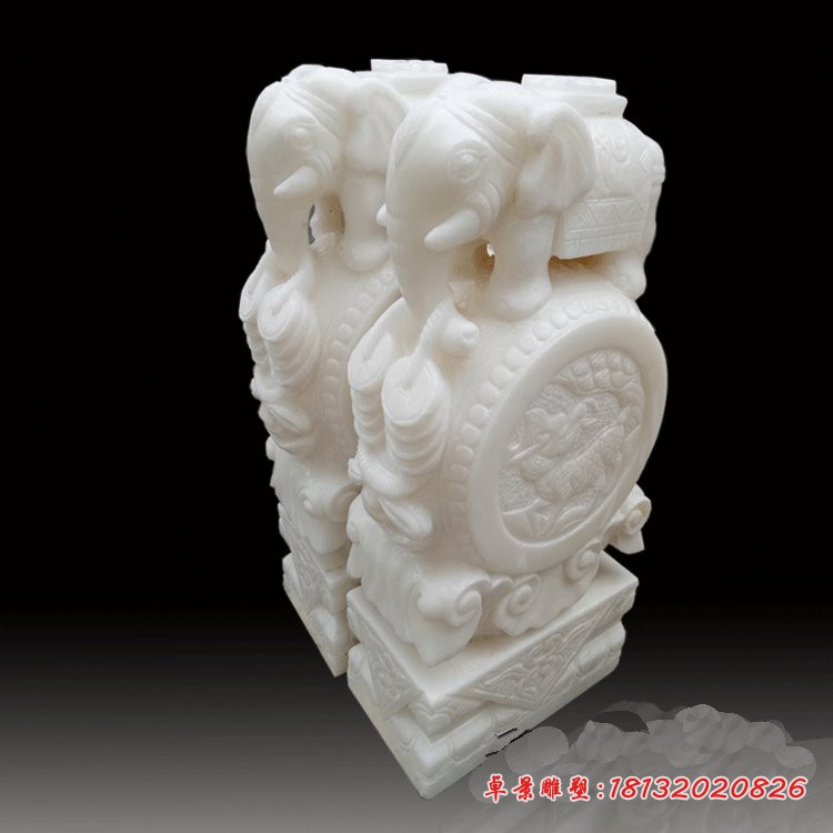 汉白玉大象门墩门口抱鼓石 (3)