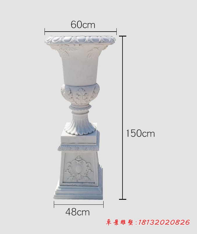 汉白玉花盆，石雕花盆