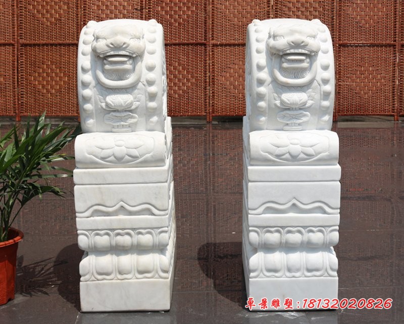 汉白玉门墩，园林景观石雕