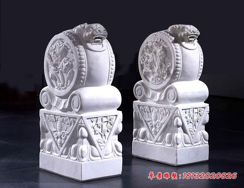 汉白玉门墩，酒店门口石雕