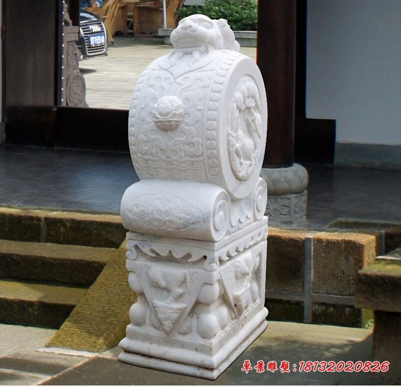 汉白玉门墩，镇宅石门墩