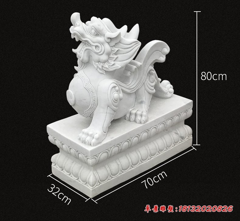 汉白玉貔貅，招财石雕