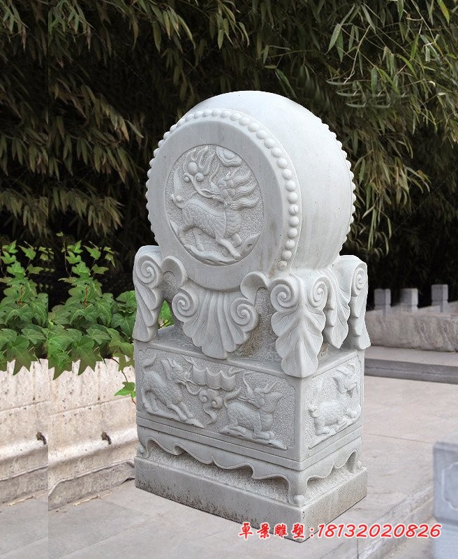 麒麟抱鼓石，招财石门墩