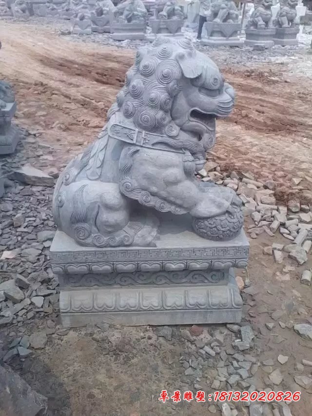 踩球狮子石雕仿古石狮子雕塑 