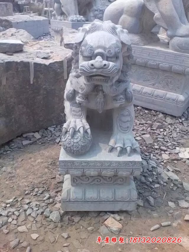 踩球狮子石雕仿古石狮子雕塑 