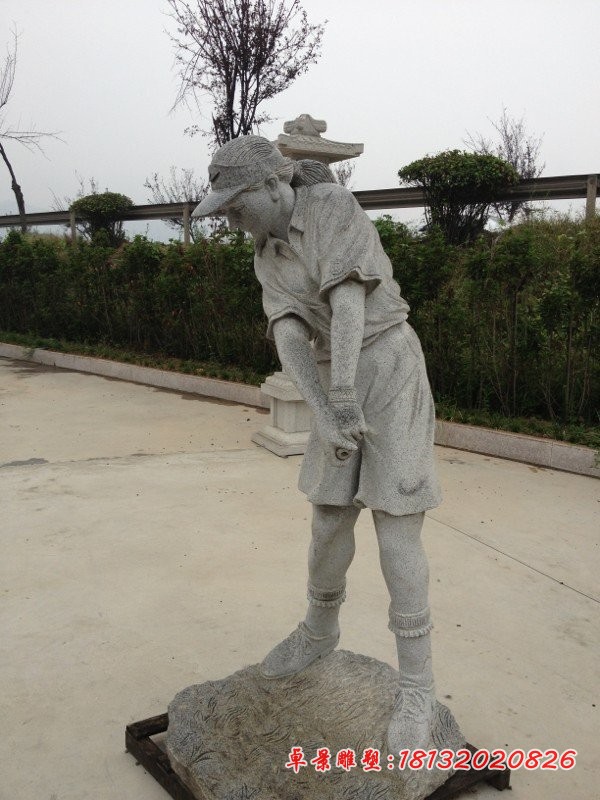 打高尔夫石雕公园人物雕塑 