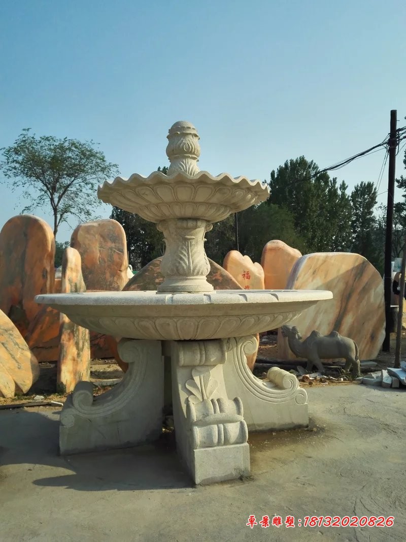 大理石喷泉雕塑两层喷泉石雕