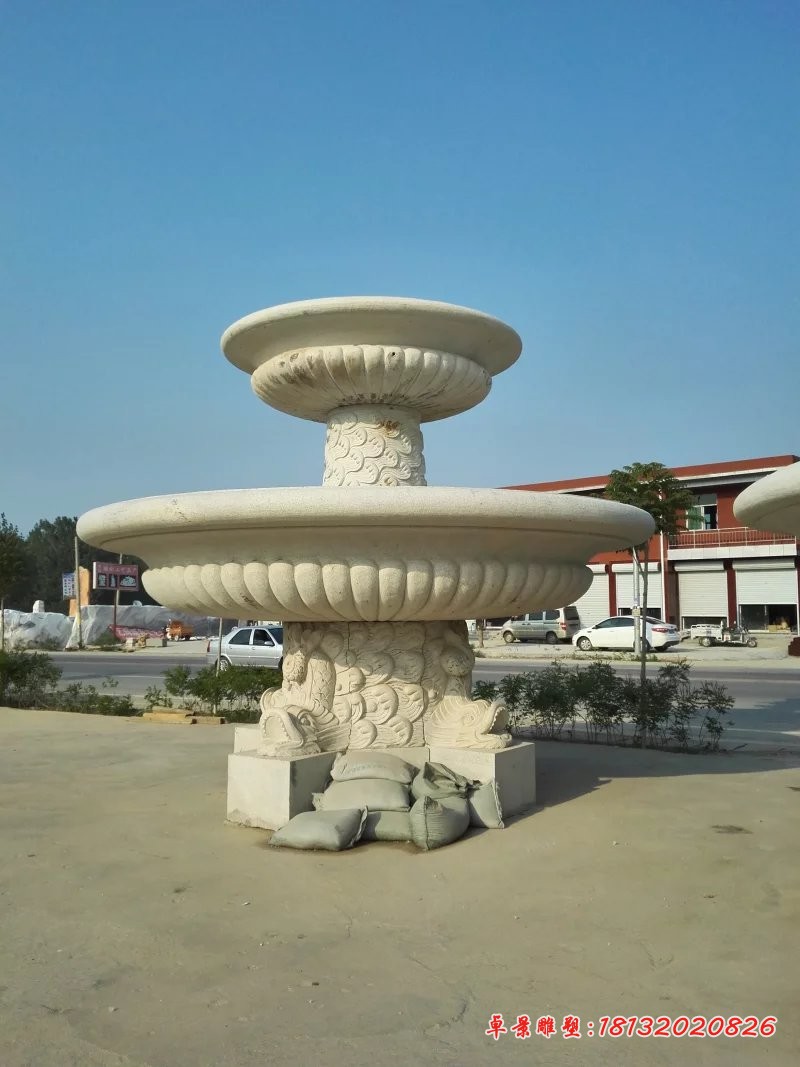 大理石喷泉雕塑两层喷泉石雕 