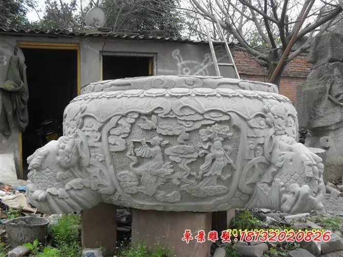 大理石水缸雕塑仿古水缸石雕 