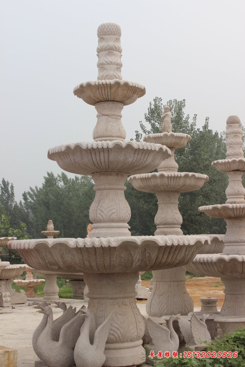 多层喷泉石雕大理石喷泉雕塑 
