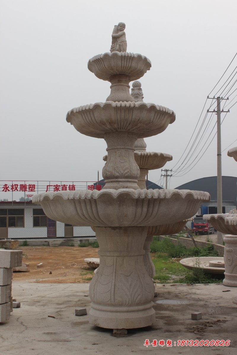 多层喷泉石雕大理石喷泉雕塑 