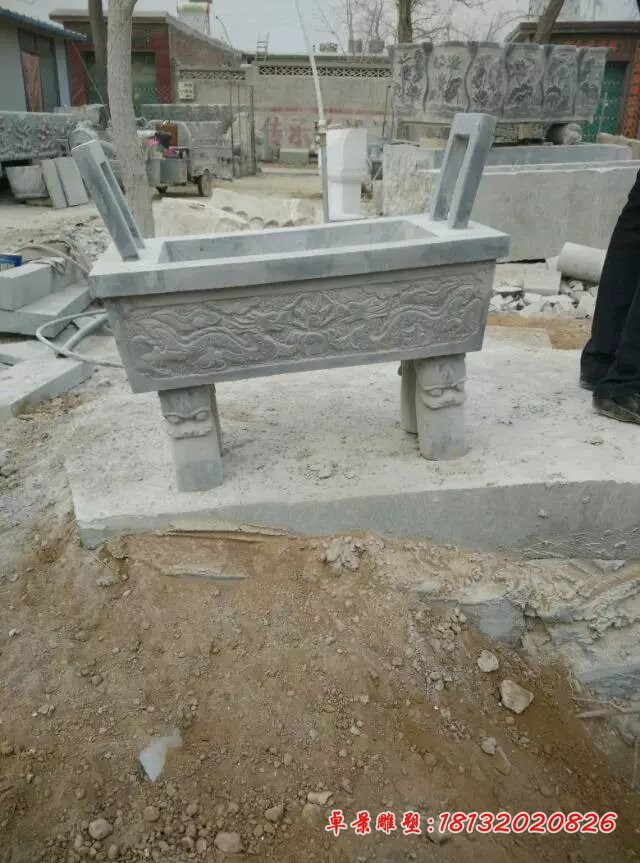 方形香炉雕塑寺庙石雕香炉 (1)
