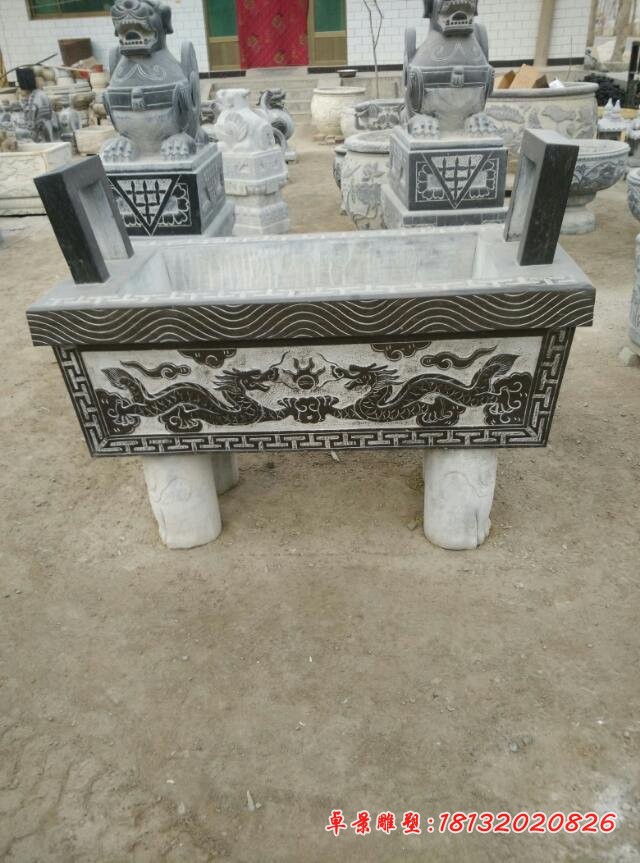 方形香炉雕塑寺庙石雕香炉 (3)