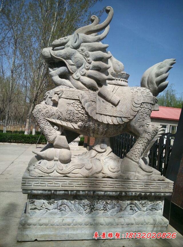 仿古麒麟石雕招财神兽雕塑 (1)