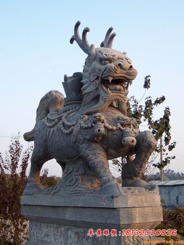 仿古麒麟石雕青石神兽雕塑 (2)