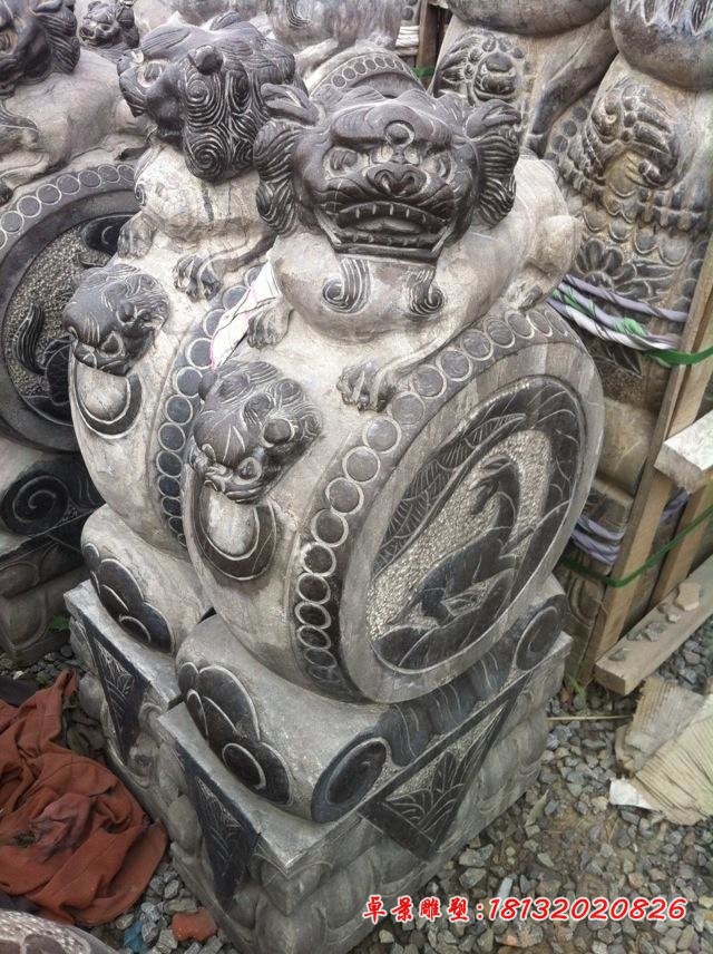 仿古石门墩雕塑狮子门墩石雕 