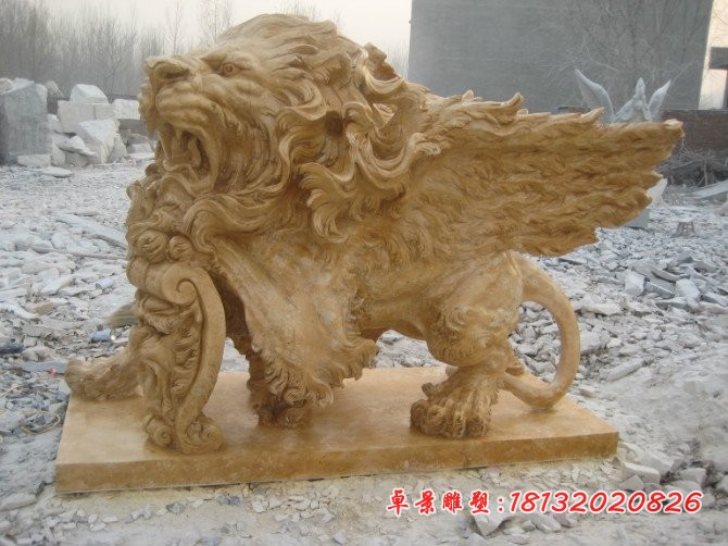 飞狮雕塑西洋狮子石雕 