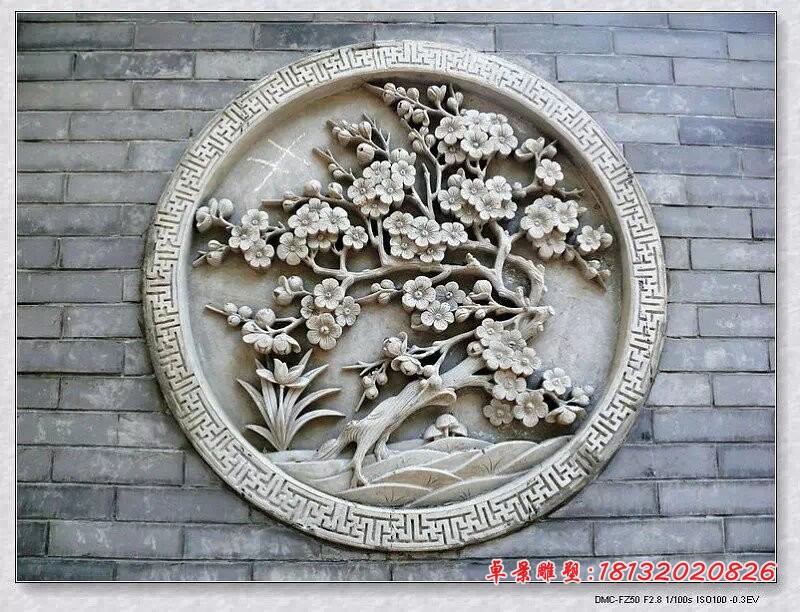 风景画石浮雕园林墙壁浮雕 (2)