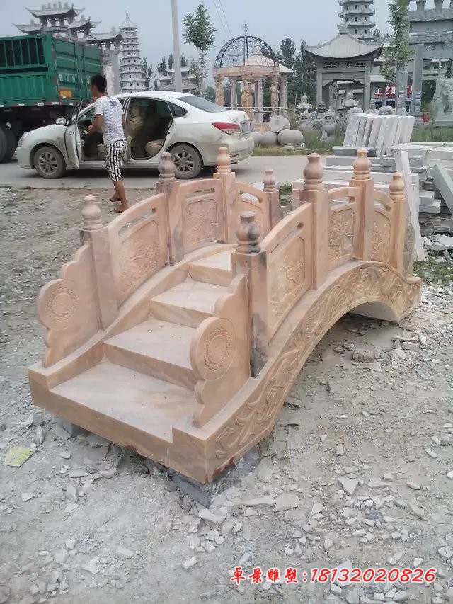 拱桥石雕晚霞红小桥雕塑