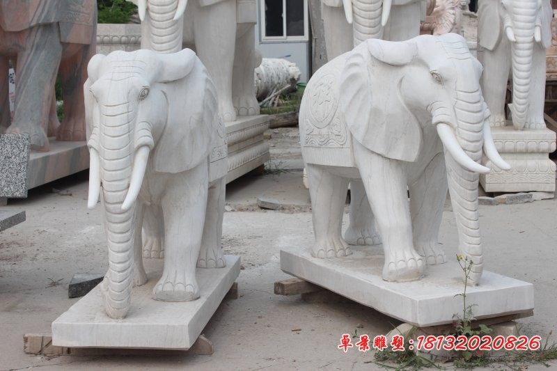 汉白玉大象石雕吉祥如意大象雕塑 (