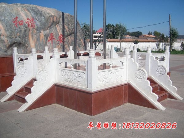 汉白玉国旗台石雕企业旗台雕塑