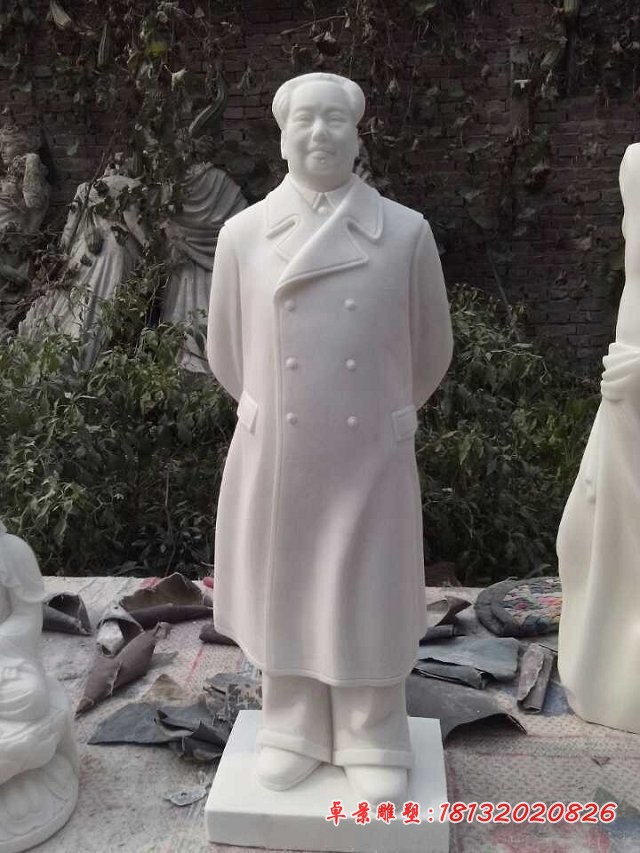汉白玉毛主席校园伟人石雕 (1)