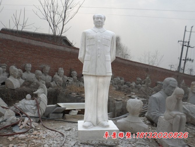 汉白玉毛主席校园伟人石雕 (2)