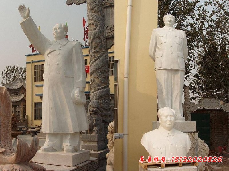 汉白玉毛主席校园伟人石雕 (3)