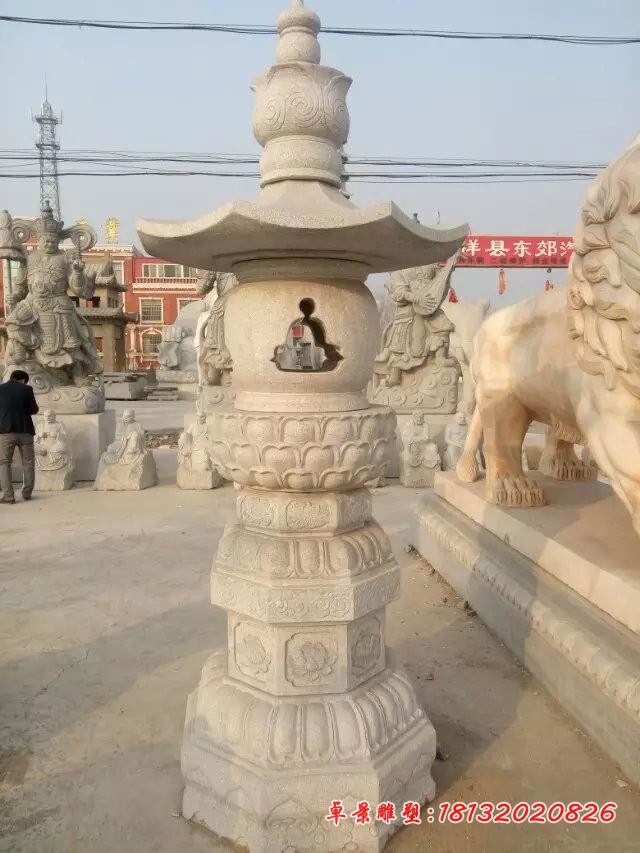 汉白玉石灯雕塑公园灯罩石雕 