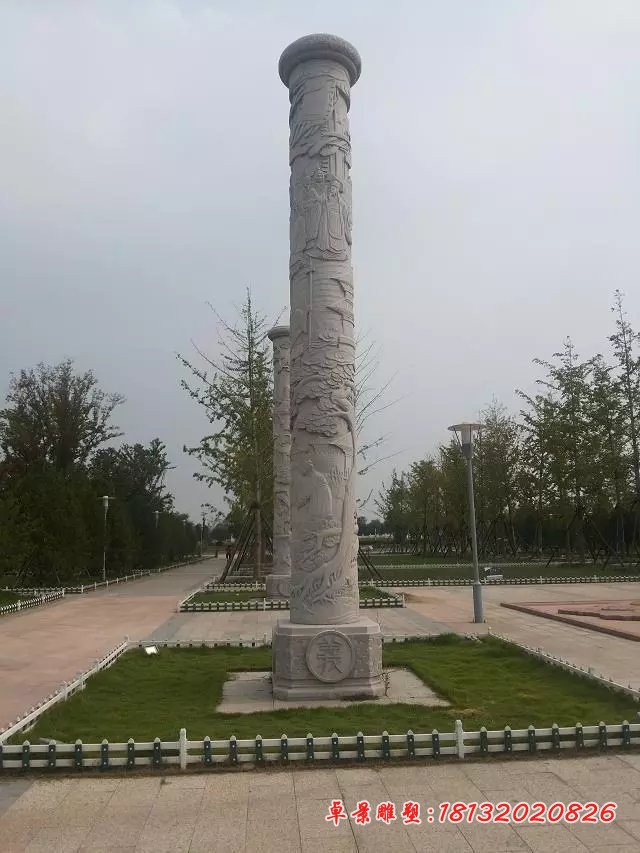 龙柱石雕仿古石龙柱雕塑 
