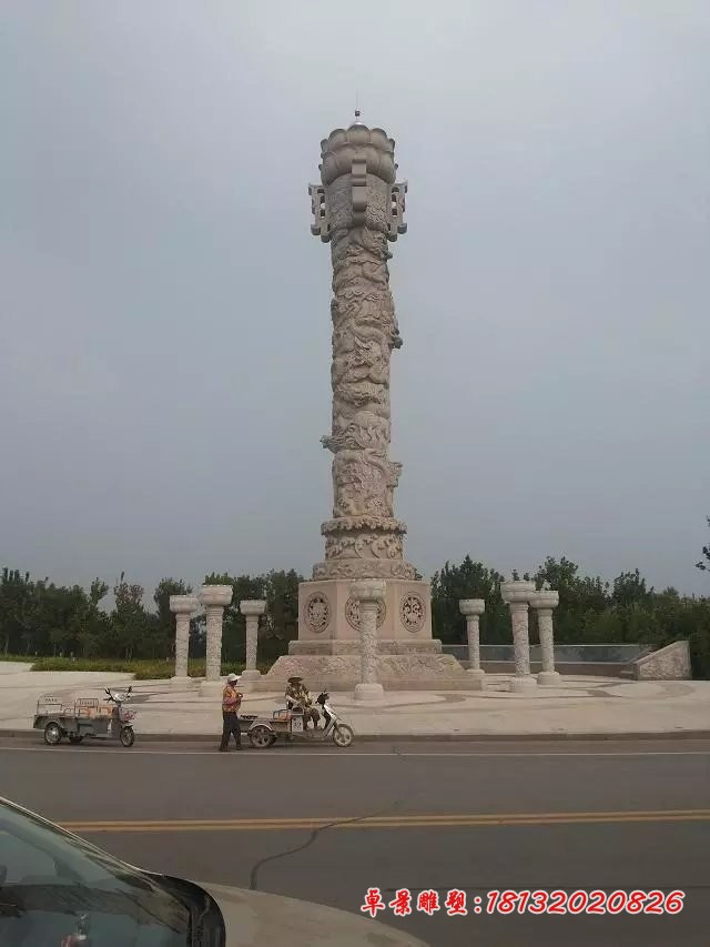 龙柱石雕仿古石龙柱雕塑 