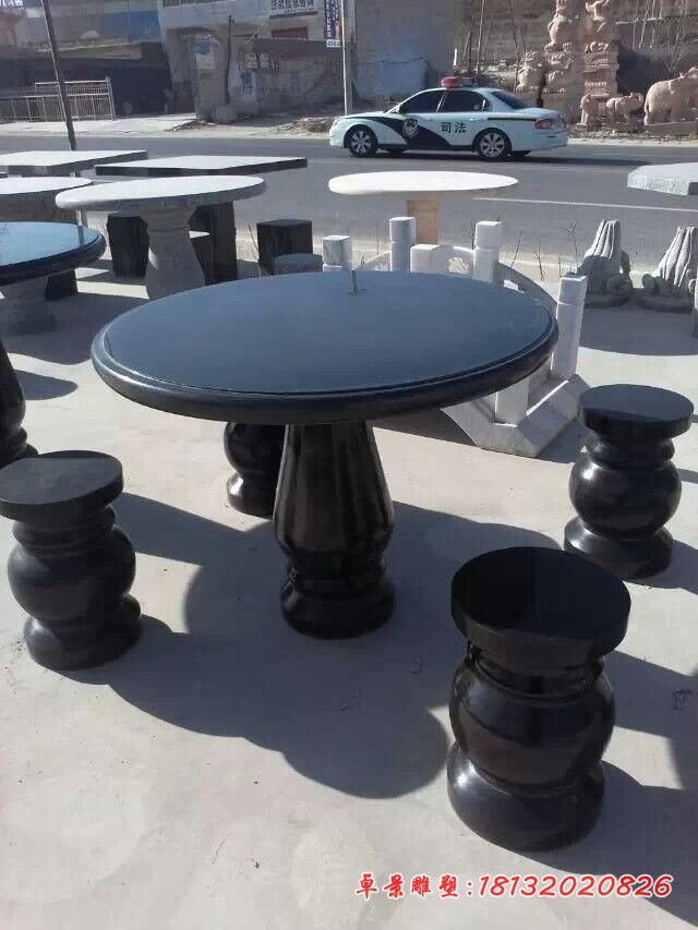 墨玉桌凳石雕公园石桌石凳