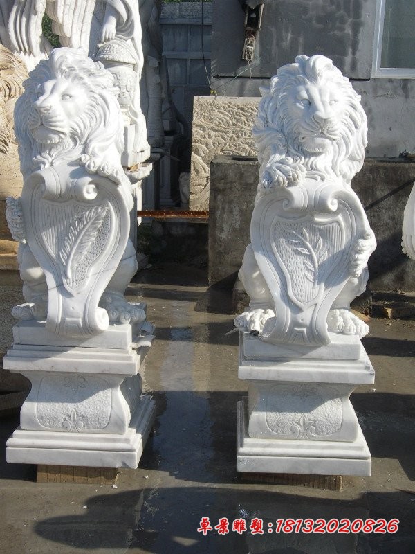 欧式狮子雕塑汉白玉石雕狮子