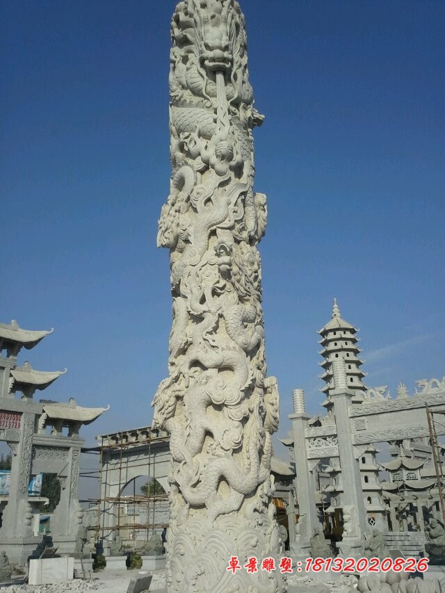 盘龙柱石雕广场石柱子雕塑 