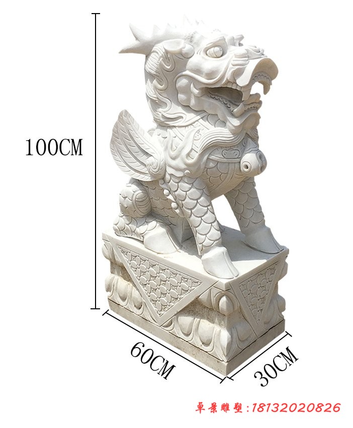 麒麟石雕，汉白玉麒麟