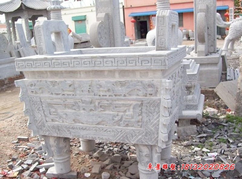 青石方鼎雕塑寺庙石雕鼎