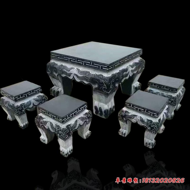 青石方桌凳 庭院石桌凳 
