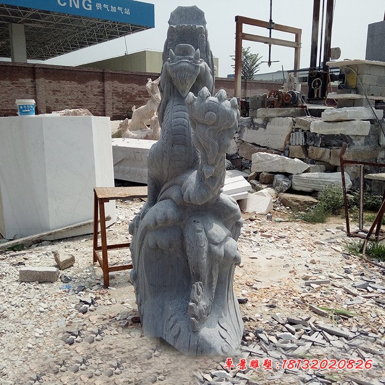 青石蛟龙出海雕塑 公园石雕龙 