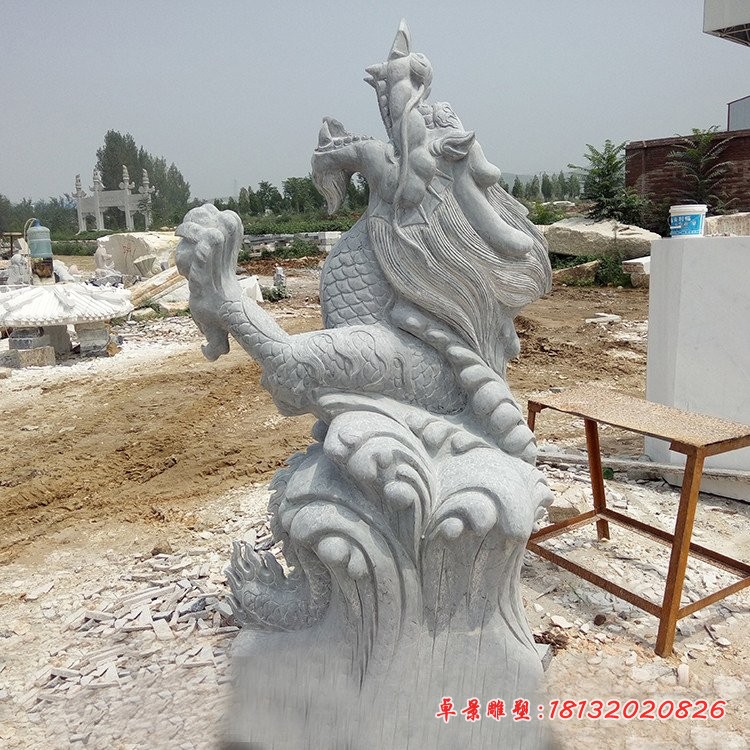 青石蛟龙出海雕塑 公园石雕龙