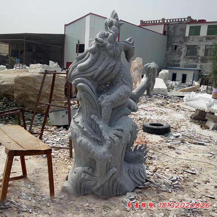 青石蛟龙出海雕塑 公园石雕龙 