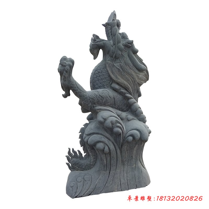 青石蛟龙出海雕塑 公园石雕龙 