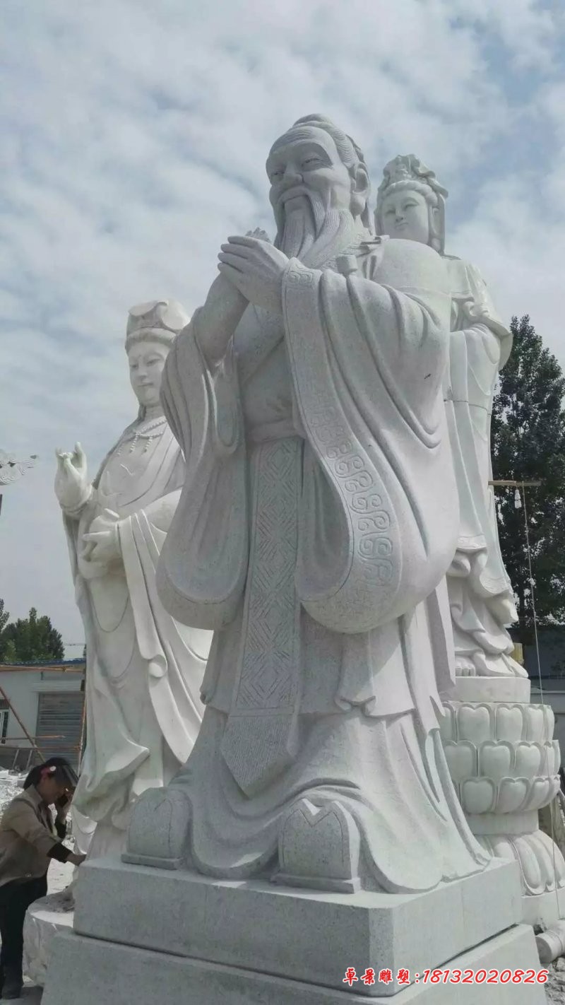 青石孔子雕塑校园名人石雕 (4)