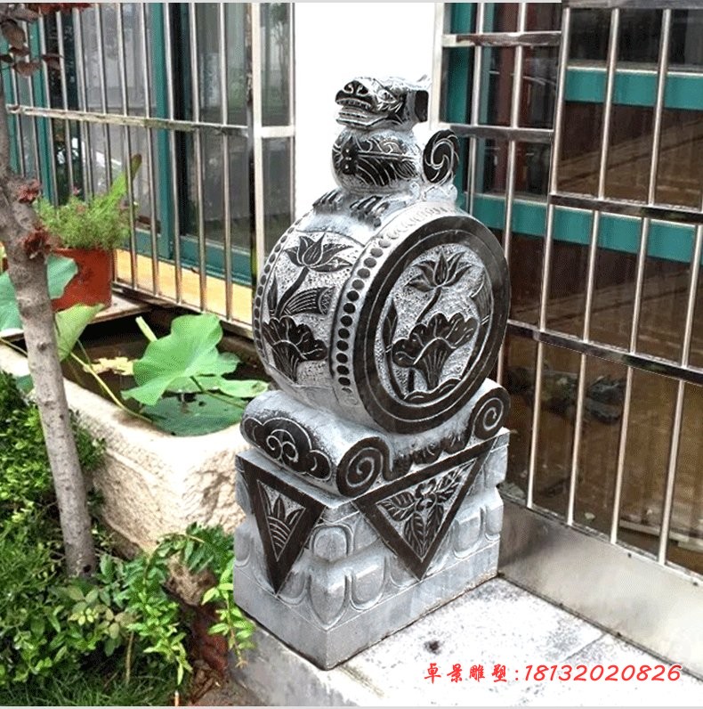 青石门墩，抱鼓石雕塑