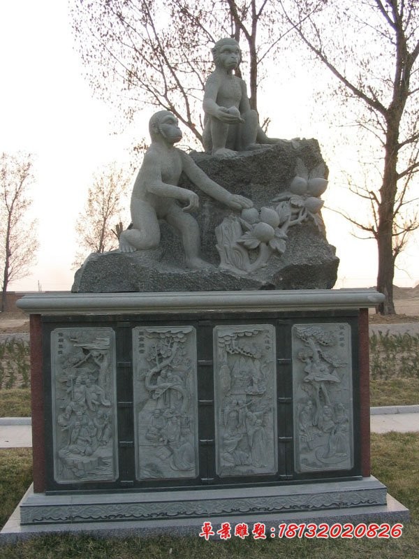 青石十二生肖雕塑公园动物石雕 