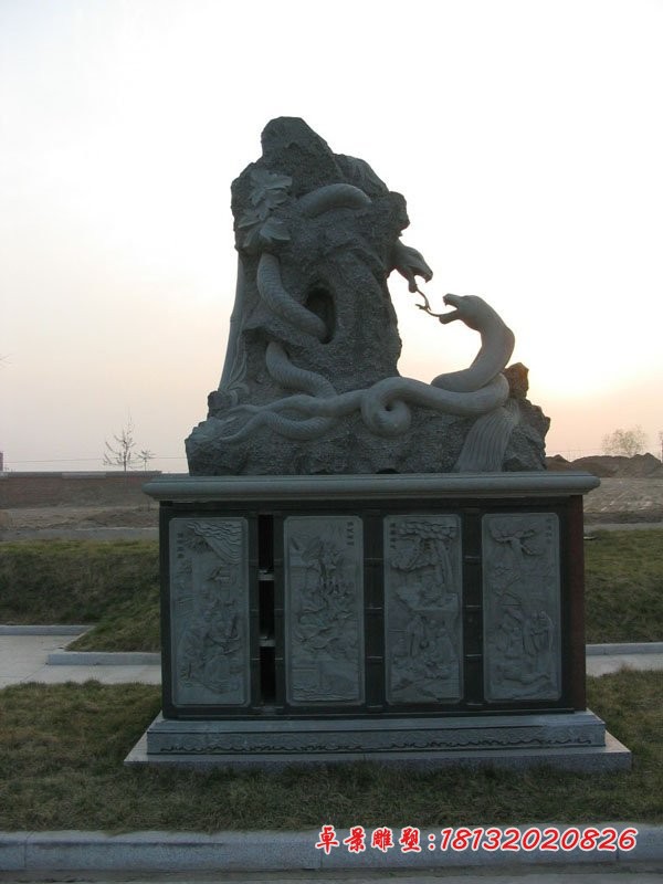 青石十二生肖雕塑公园动物石雕 