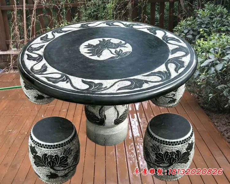 青石圆桌凳 庭院桌凳石雕 