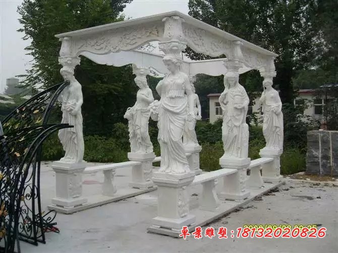 人物凉亭石雕汉白玉欧式凉亭 