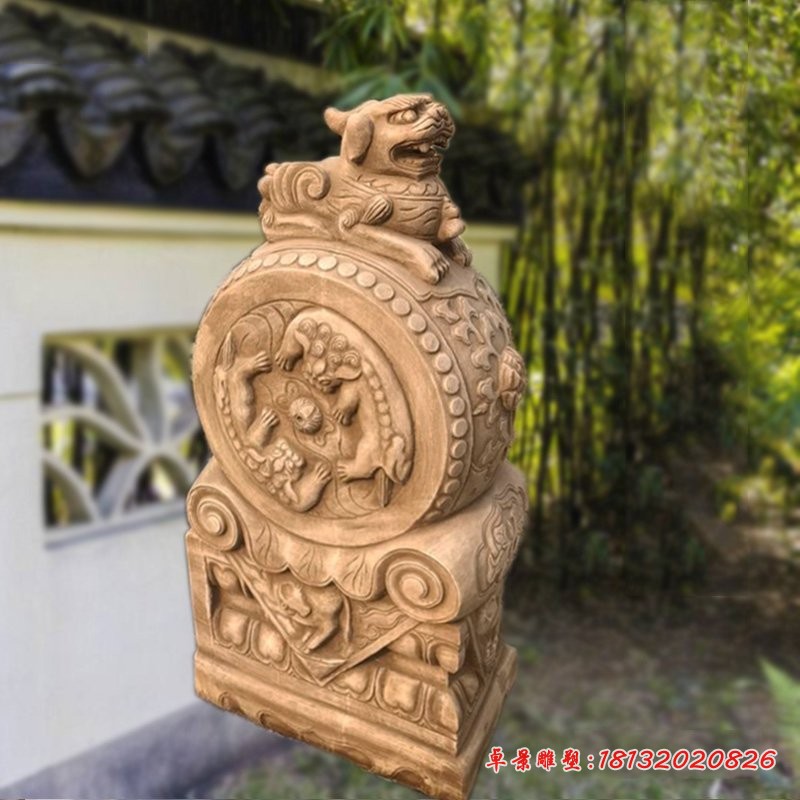 狮子抱鼓石 门口石雕门墩